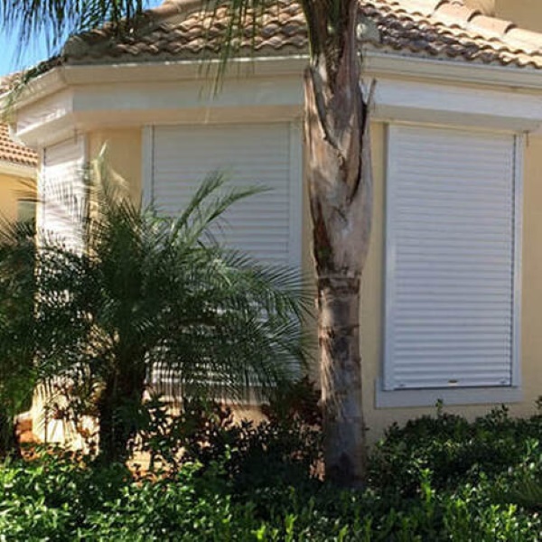 Roll Down Hurricane Shutters installed on windows